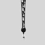 1" Black custom lanyard printed with company logo with Black Badge Reel attachment 1" - 1