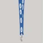 1" Blue custom lanyard printed with company logo with Bulldog Clip attachment 1" - 1
