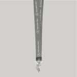 1" Charcoal custom lanyard printed with company logo with Bulldog Clip attachment 1" - 1