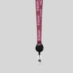 1" Fuchsia custom lanyard printed with company logo with Black Badge Reel attachment 1" - 1