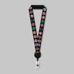 1" Full Color custom lanyard printed with company logo with Black Badge Reel attachment 1" - 1