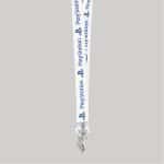 1" White custom lanyard printed with company logo with Bulldog Clip attachment 1" - 1
