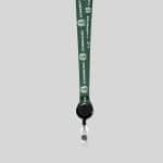 1/2" Dark green custom lanyard printed with company logo with Black Badge Reel attachment 0.50" - 1