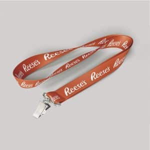 1/2" Texas Orange custom lanyard printed with company logo with Bulldog Clip attachment 0.50"
