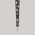 3/4" Black custom lanyard printed with company logo with Bulldog Clip attachment 0.75" - 1