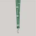 3/4" Dark Green custom lanyard printed with company logo with Bulldog Clip attachment 0.75" - 1