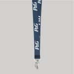 3/4" Navy Blue custom lanyard printed with company logo with bulldog clip attachment 0.75" - 1