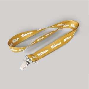 5/8" Dark Yellow custom lanyard printed with company logo with Bulldog Clip attachment 0.625"