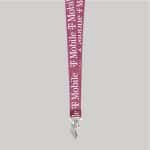 5/8" Fuchsia custom lanyard printed with company logo with Bulldog Clip attachment 0.625" - 1