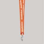 5/8" Orange custom lanyard printed with company logo with Bulldog Clip attachment 0.625" - 1