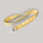 5/8" Yellow custom lanyard printed with company logo with Bulldog Clip attachment 0.625"