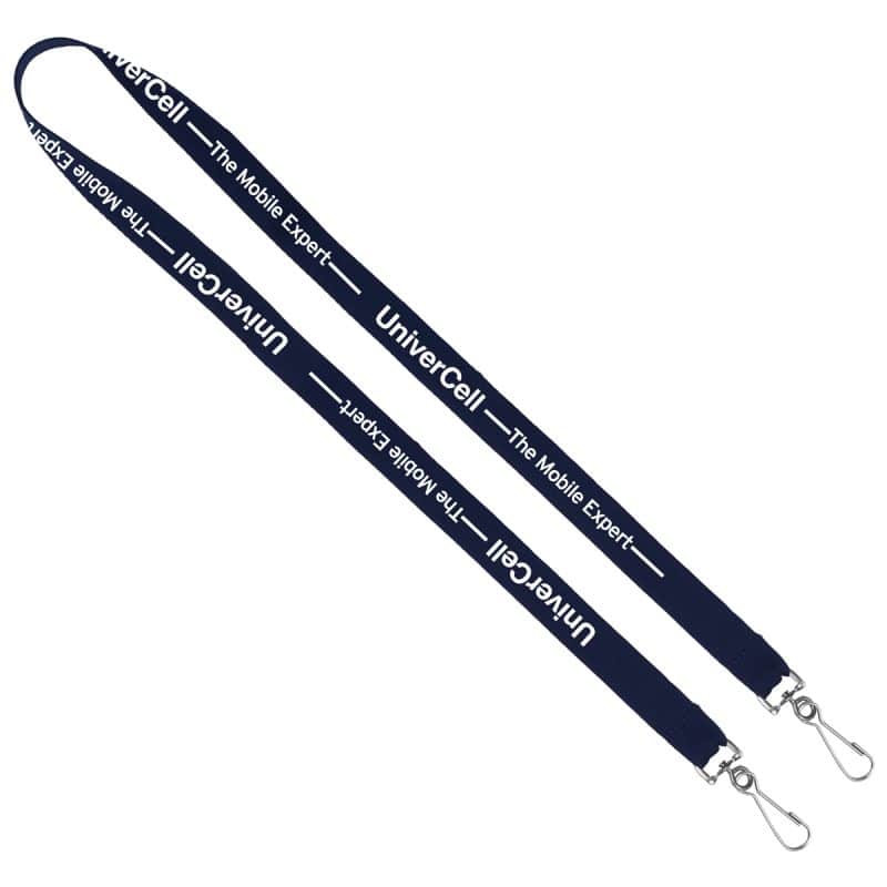 "Belmont" 3/4" Import Air Ship Width Dual Attachment Silkscreen Polyester Lanyard - 4