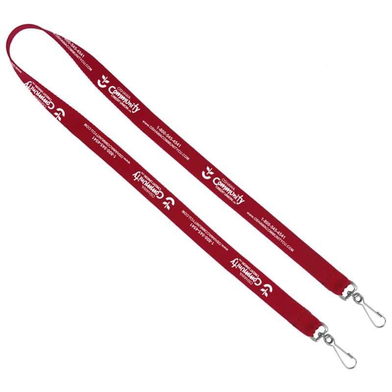 "Belmont" 3/4" Import Air Ship Width Dual Attachment Silkscreen Polyester Lanyard - 6
