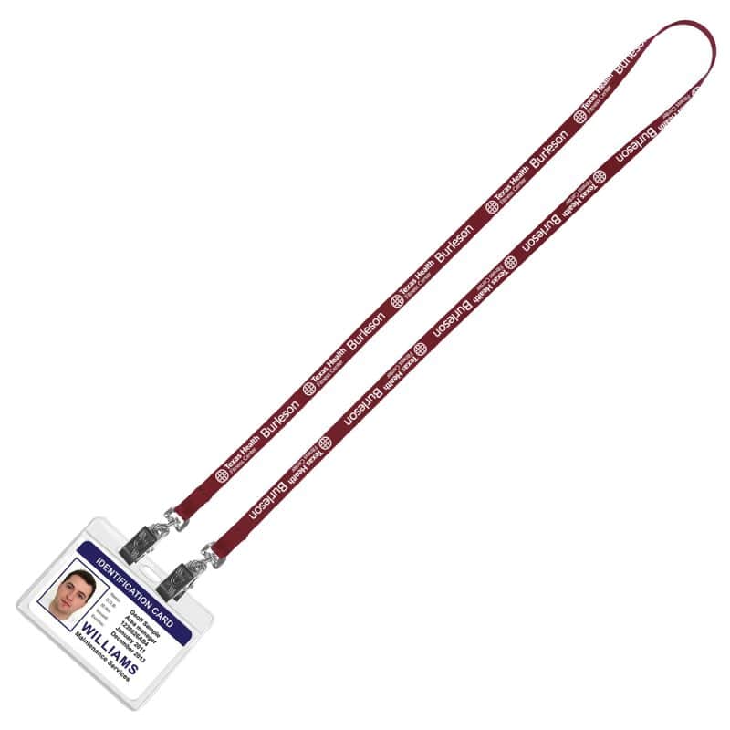 "Belmont" 3/8" Import Air Ship Width Dual Attachment Silkscreen Polyester Lanyard - 2