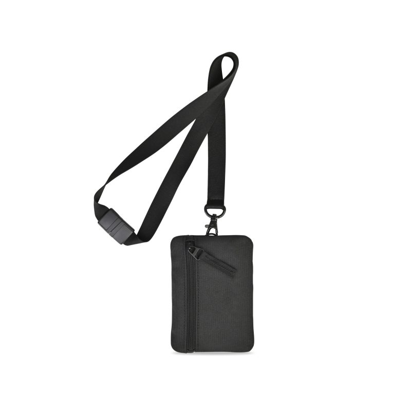 Rally Recycled ID Pouch Lanyard - Black - 1