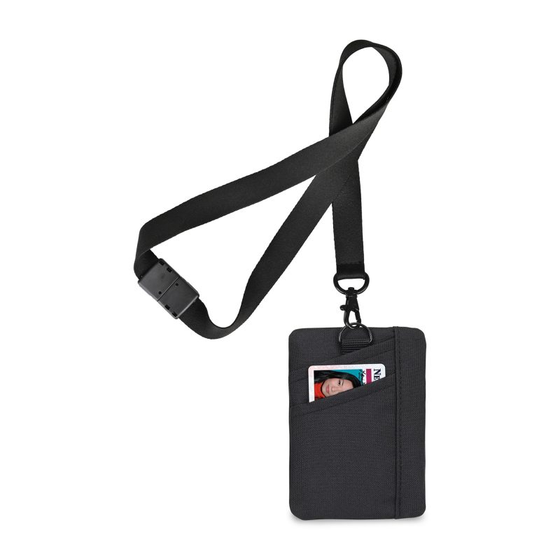 Rally Recycled ID Pouch Lanyard - Black - 3