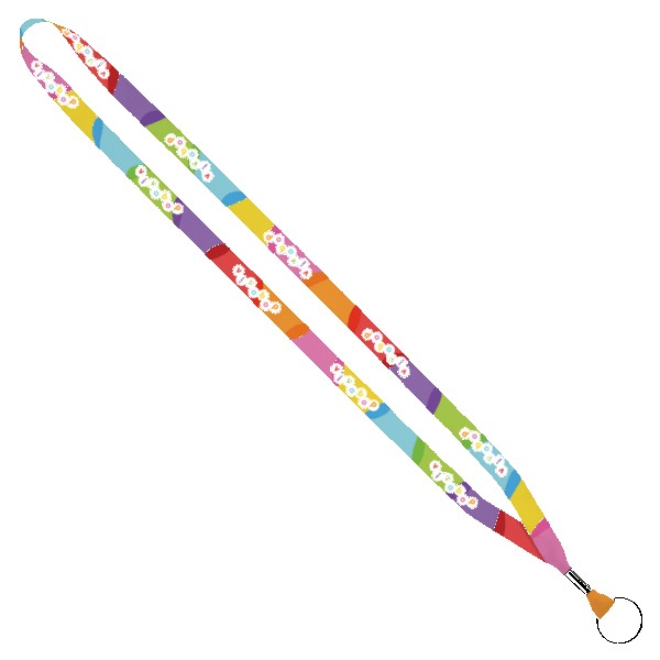 1/2" Dye-Sublimated Lanyard with Metal Crimp & Metal Split-Ring - 1