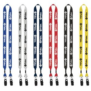 3/4" 2-Ended Polyester Lanyard with Metal Crimp & Metal Bulldog Clip
