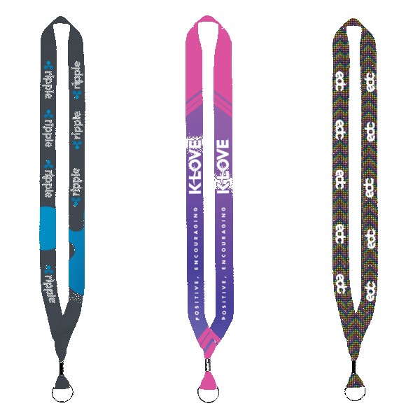 34-Dye-Sublimated-Lanyard-with-Metal-Crimp-Metal-Split-Ring-LS34M 3/4" Dye-Sublimated Lanyard with Metal Crimp & Metal Split-Ring