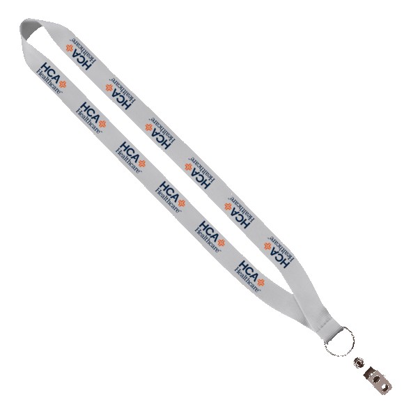 3/4" Polyester Lanyard with Sewn Silver Metal Split-Ring - 7