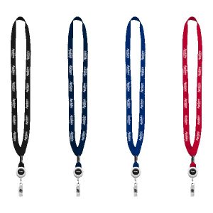 5/8" New Polyester "Shoelace" Lanyard with Retractable Badge Reel