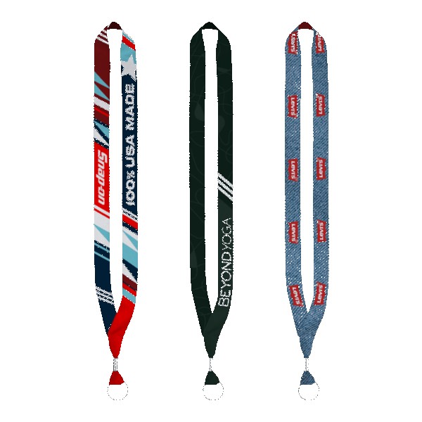 USA-Made-075-Dye-Sublimated-Lanyard-with-Zinc-Crimp-Zinc-Split-Ring-LSUS34M USA Made 0.75" Dye-Sublimated Lanyard with Zinc Crimp & Zinc Split-Ring