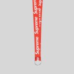 5/8" Red custom lanyard printed with company logo with Key Ring Hook attachment 0.625" - 1