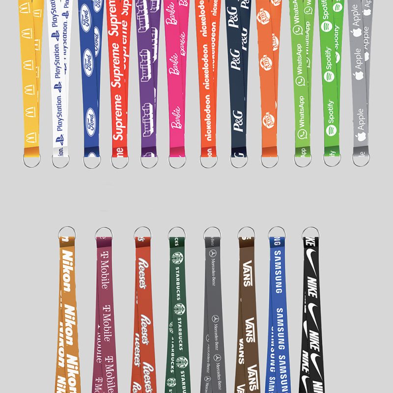 5/8" Red custom lanyard printed with company logo with Key Ring Hook attachment 0.625" - 2