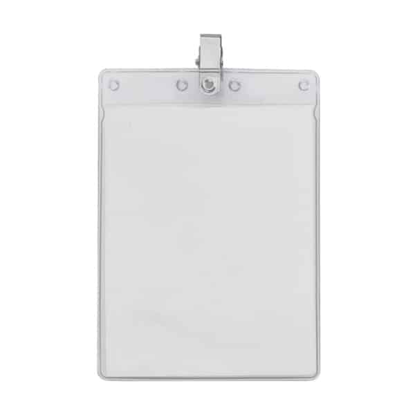 4" x 6" Blank Large Vertical Vinyl Pouch with Bulldog Clip