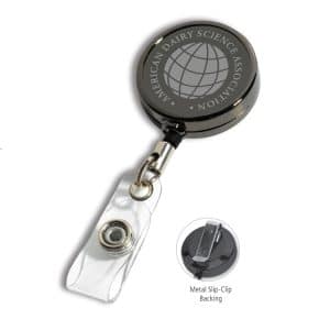 "Dublin Gunmetal LZ" Solid Metal Retractable Badge Reel & Badge Holder w/Laser Imprint