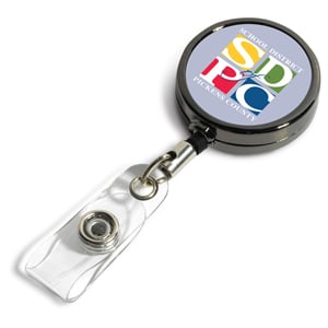"Dublin Gunmetal" Solid Metal Retractable Badge Reel & Badge Holder w/Full Color