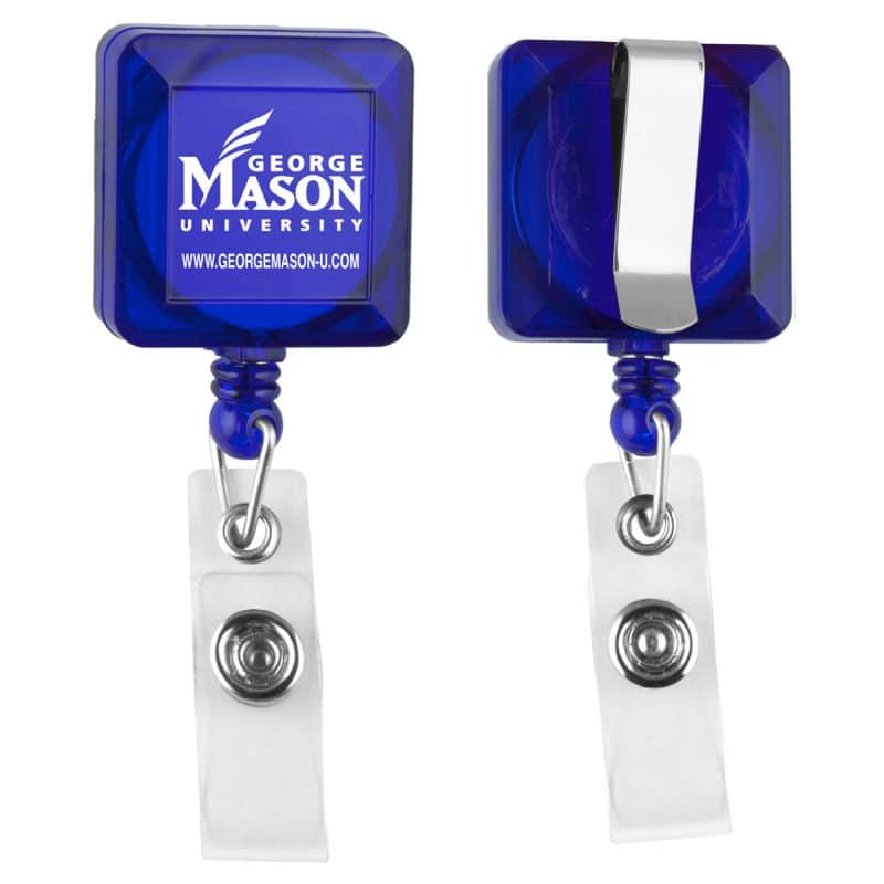 "Kent VL" Square Retractable Badge Reel & Badge Holder w/Metal Slip Clip (Full Color) - 2