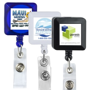 "Olmsted VL" Retractable Badge Reel & Badge Holder w/Metal Rotating Alligator Clip (Full Color)