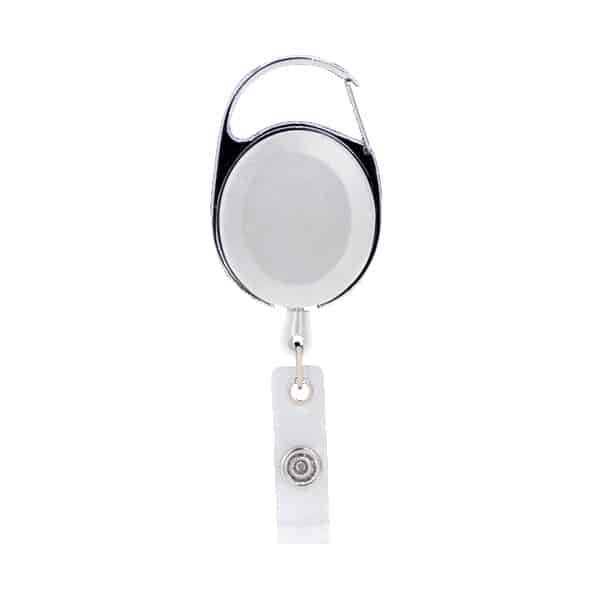Oval Metal Retractable Badge Reel with Carabiner - 4