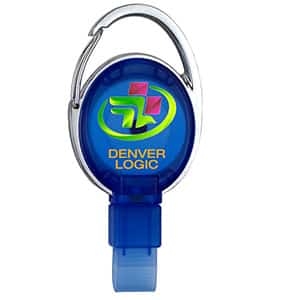 Pvc Free Recycled Plastic Carabiner Badge Reel W/Metal Clip - 7