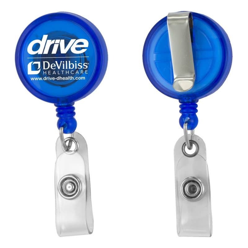 "Worthington VL" Round Retractable Badge Reel & Badge Holder w/Metal Slip Clip (Spot Color) - 2