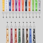 3/4" Purple custom lanyard printed with company logo with White Badge Reel attachment 0.75" - 2