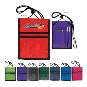 600 Denier Polyester Multi Pocket Neck Wallet Trade Show Badge Holder