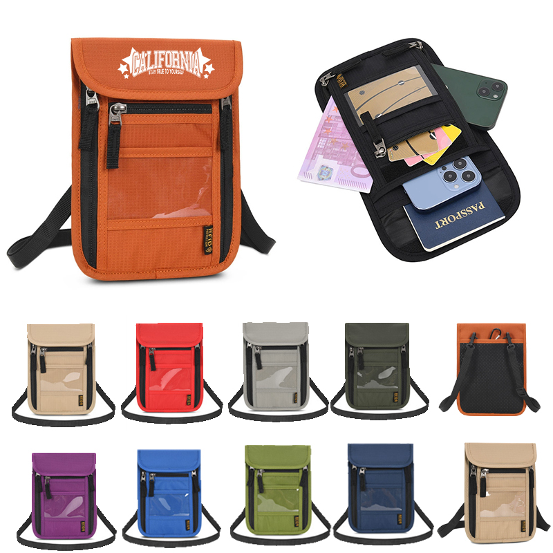 Adjustable Neck Strap Travel Pouch Neck Wallet RFID Blocking