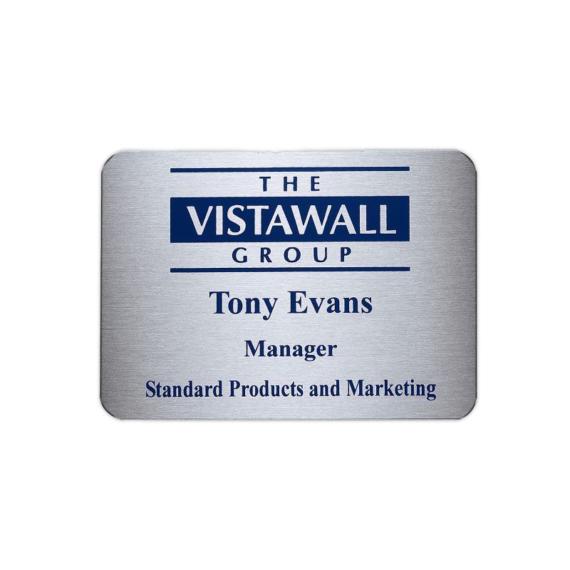 Aspen Metal Name Badge (Custom sized between 6 and 9 sq. in.)
