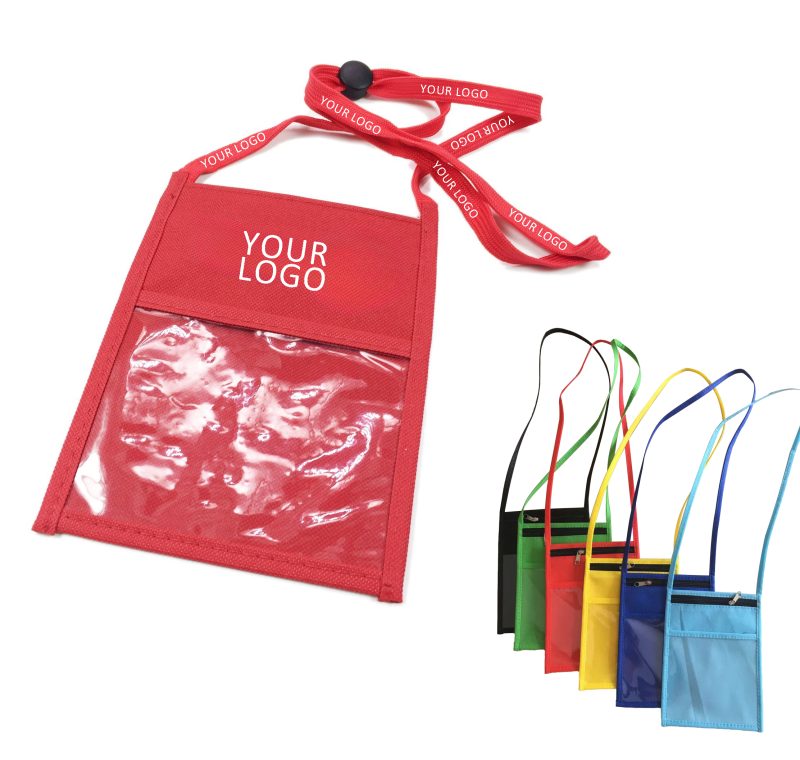 Badge holder neck wallet Lanyard with zippered pouch