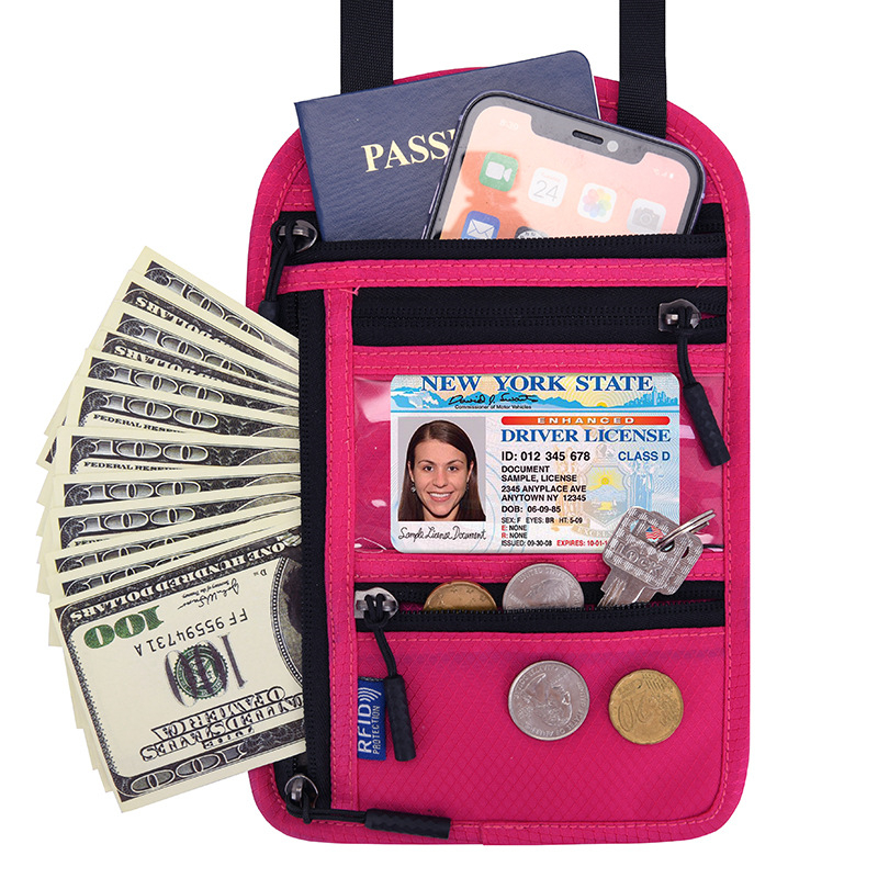 Blocking Stash Neck Wallet Travel Pouch Passport Holder - 6