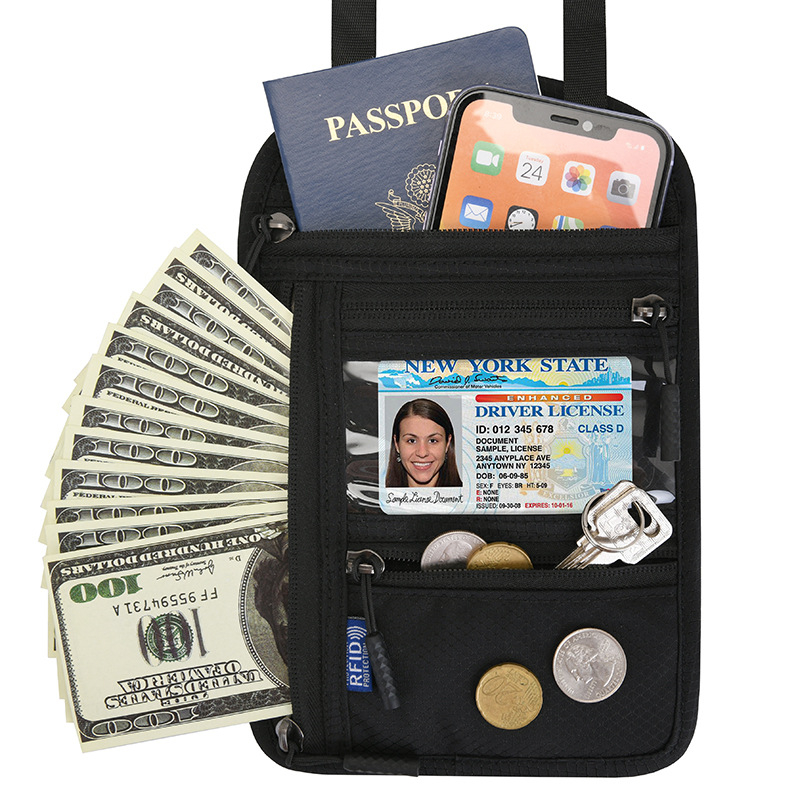 Blocking Stash Neck Wallet Travel Pouch Passport Holder - 7