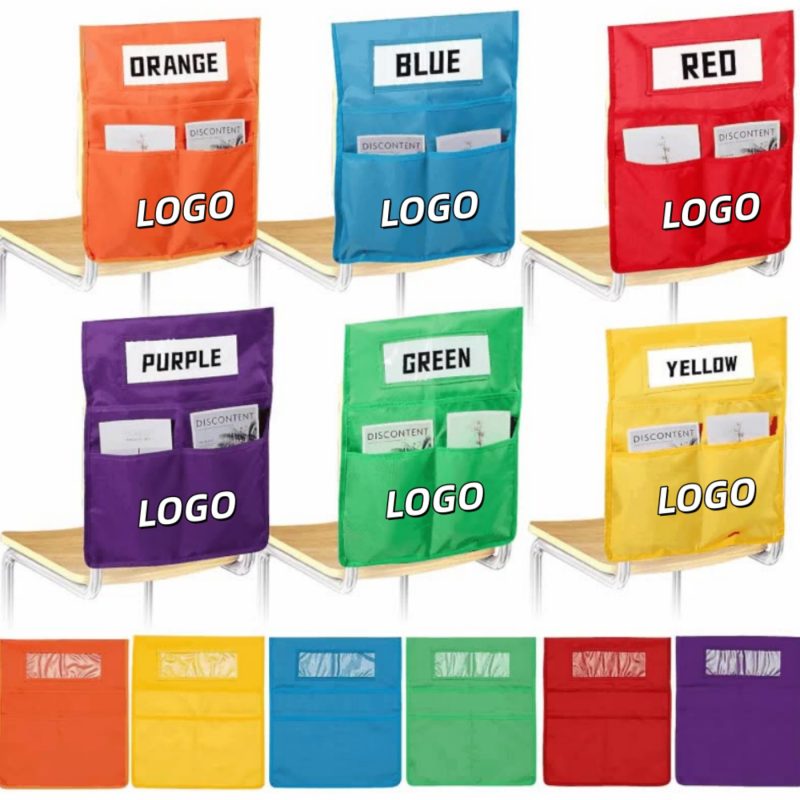 Classroom Chair Back Storage Bag Strap W/Name Tag