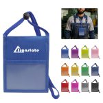 Double Clear Window Neck Wallet Pouch W/ Zipper Pocket