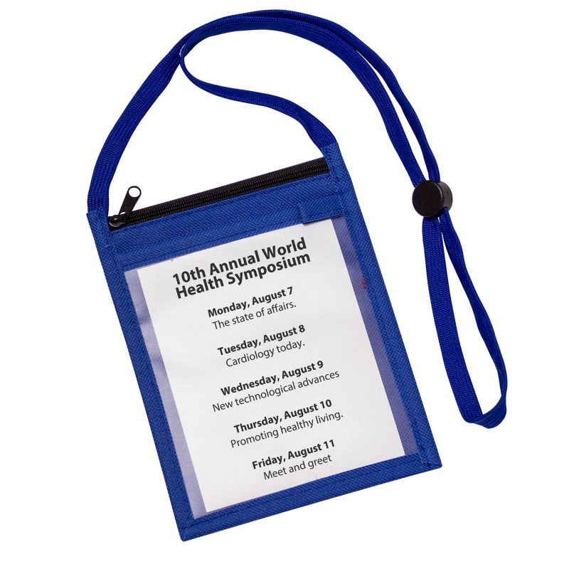Double Clear Window Pocket w/Back Zipper and Pen Holder Neck Wallet - 2