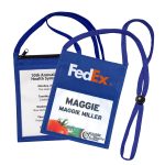 Double Clear Window Pocket w/Back Zipper and Pen Holder Neck Wallet