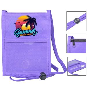 Double Clear Window Trade Show Neck Wallet With Lanyard