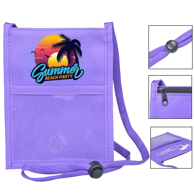 Double Clear Window Trade Show Neck Wallet With Lanyard