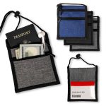 Dual Zippered Heathered Neck Wallet Badge Holders - 1